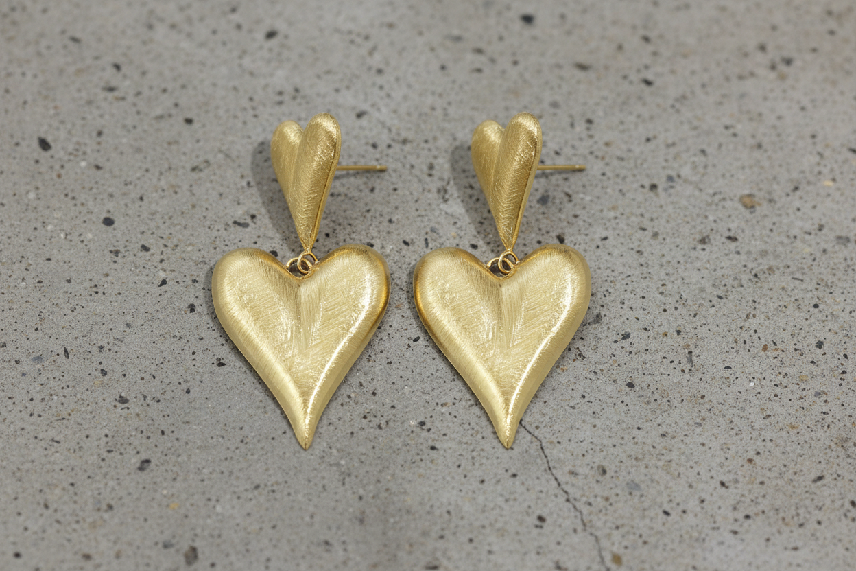 Earrings with hearts, casual, daily, simple, series, women's jewellery