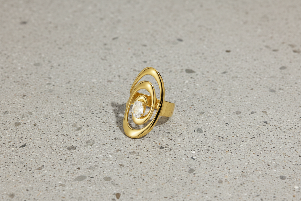 Stainless Steel Gemstone Ring for Women - Adjustable Zirconia Ring | Everyday Jewelry